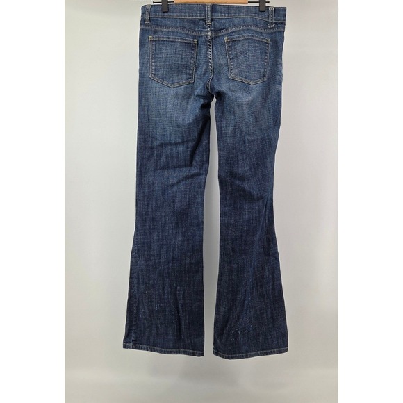 London Jeans Womens Size 6 Flare Dark Wash Denim Low Rise Distressed Stretch - Picture 10 of 13